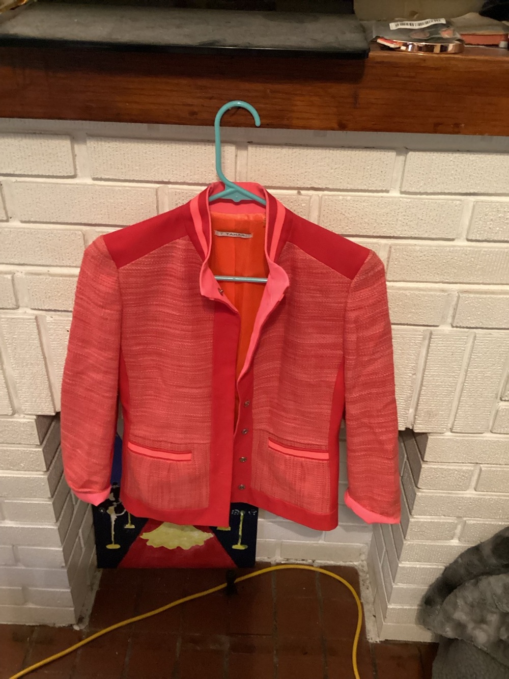 T Tahari Coral Pink Textured Blazer